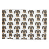 Wirehaered Dachshund | Cute Teckel Dog Pattered Kussensloop (Achterkant)