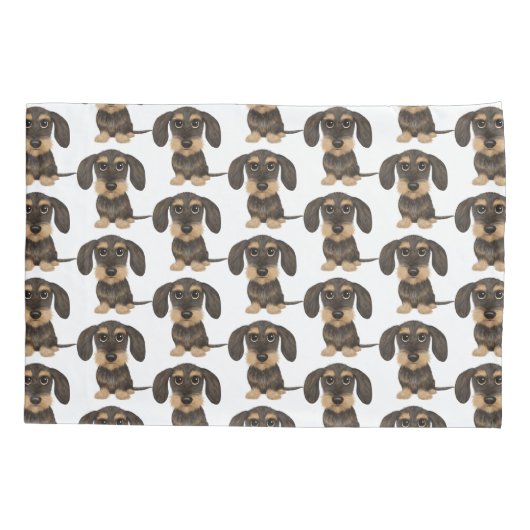 Wirehaered Dachshund | Cute Teckel Dog Pattered Kussensloop (Achterkant)