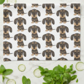 Wirehaered Dachshund | Cute Teckel Dog Pattered Theedoek (Gevouwen)