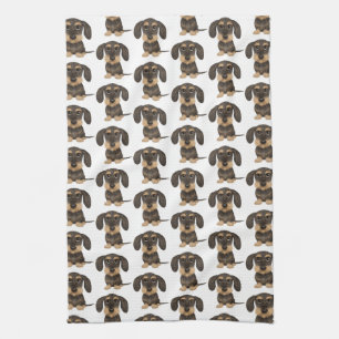 Wirehaered Dachshund   Cute Teckel Dog Pattered Theedoek