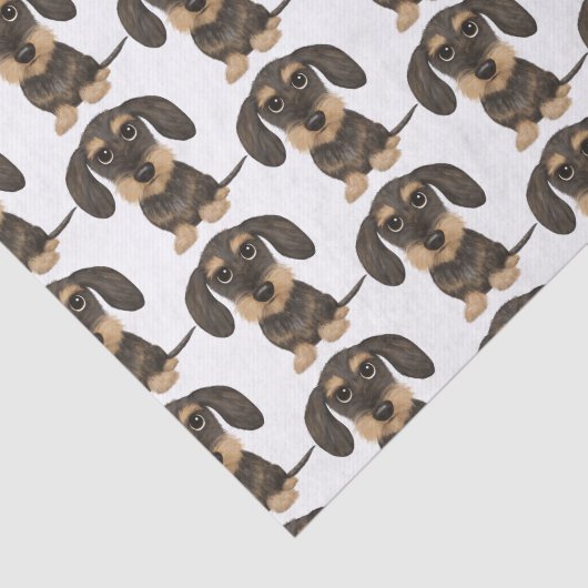 Wirehaered Dachshund | Cute Teckel Dog Pattered Tissuepapier (Detail)