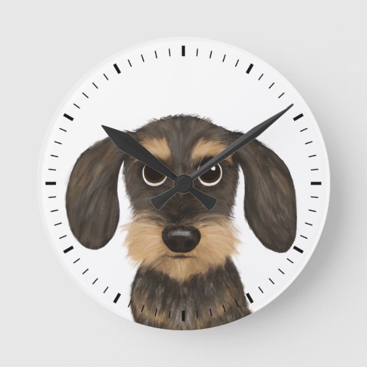 Wirehaered Dachshund Cute Teckel Dog Ronde Klok (Voorkant)