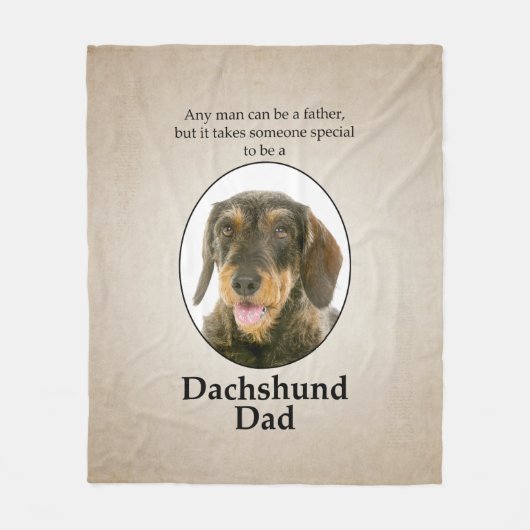 Wirehaered Dachshund Dad Fleece Blanket (Voorkant)