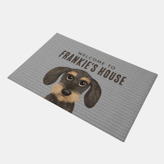 Wirehaered Dachshund Dog | Douane Cute Teckel Deurmat (Schuin)