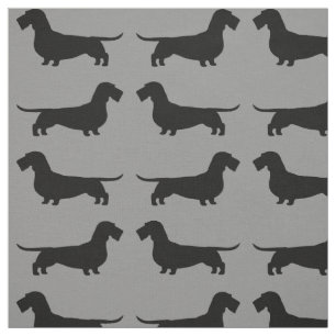 Wirehaered Dachshund Dog Silhouettes Patroon Stof