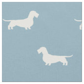 Wirehaered Dachshund Dog Silhouettes Pattern Blue Stof (Close Up)