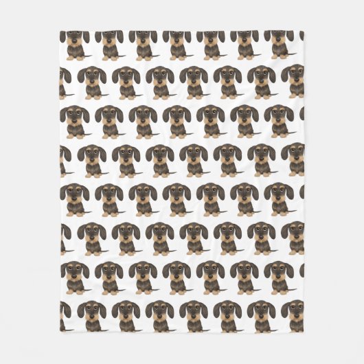 Wirehaered Dachshund Dogs Pattern Cute Teckel Fleece Deken (Voorkant)