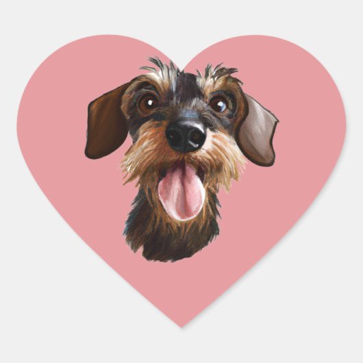Wirehaered Dachshund Hart Sticker (Voorkant)