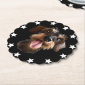 Wirehaered Dachshund Kartonnen Onderzetters (Gekanteld)