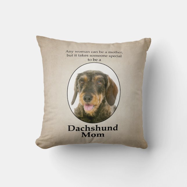 Wirehaered Dachshund Mam Pillow Kussen (Voorkant)