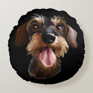 Wirehaered Dachshund Rond Kussen