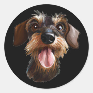 Wirehaered Dachshund Ronde Sticker
