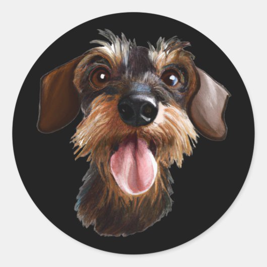 Wirehaered Dachshund Ronde Sticker (Voorkant)