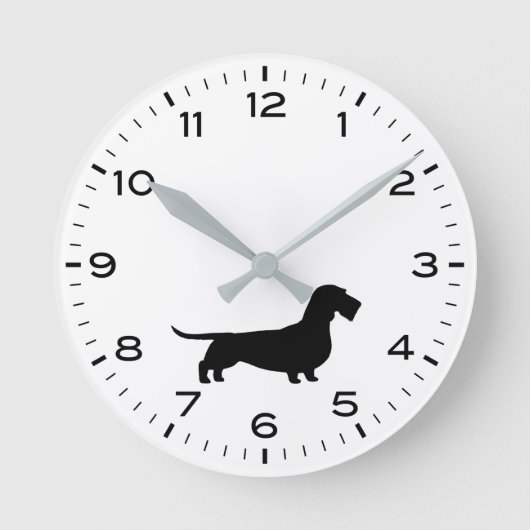 Wirehaered Dachshund Silhouette Teckel Dog Ronde Klok (Voorkant)