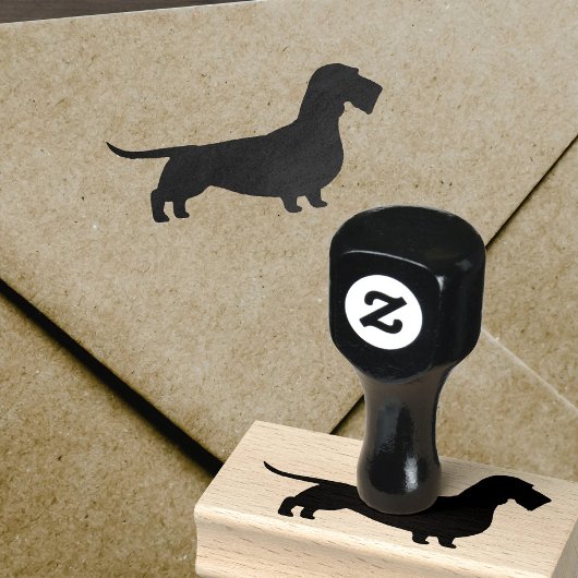 Wirehaered Dachshund Silhouette | Wiener Dog Rubberstempel
