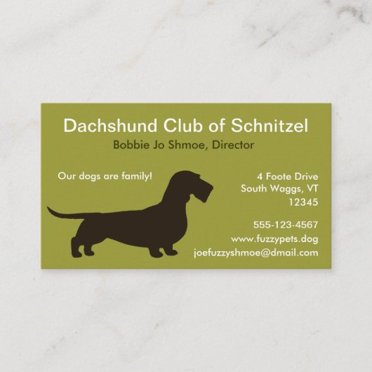 Wirehaered Dachshund Silhouette | Wiener Dog Visitekaartje (Voorkant)