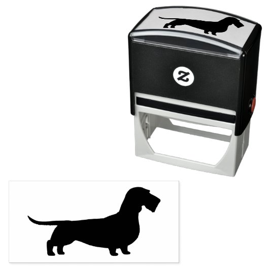 Wirehaered Dachshund Silhouette | Wiener Dog Zelfinktende Stempel (In situ)