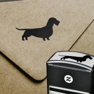 Wirehaered Dachshund Silhouette Wiener Dog Zelfinktende Stempel