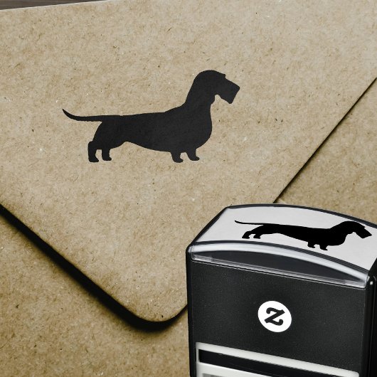 Wirehaered Dachshund Silhouette | Wiener Dog Zelfinktende Stempel