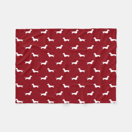 Wirehaered Dachshund Silhouettes | Wiener Dogs Fleece Deken (Voorkant (Horizontaal))