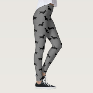 Wirehaered Dachshund Silhouettes Wiener Dogs Leggings