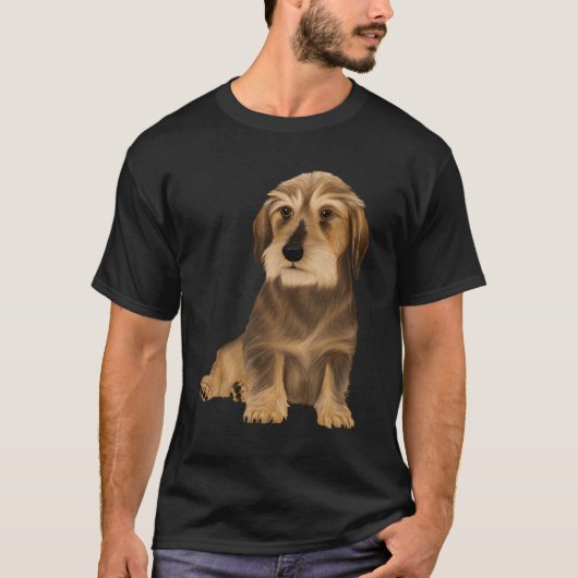 Wirehaered Dachshund Sitting Dog T-shirt (Voorkant)