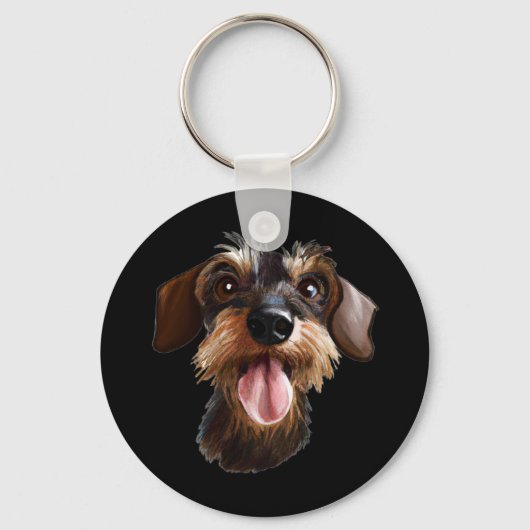Wirehaered Dachshund Sleutelhanger (Voorkant)