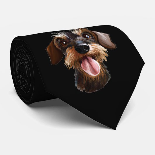Wirehaered Dachshund Stropdas (Opgerold)