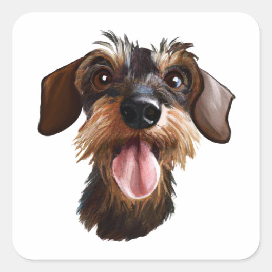 Wirehaered Dachshund Vierkante Sticker (Voorkant)