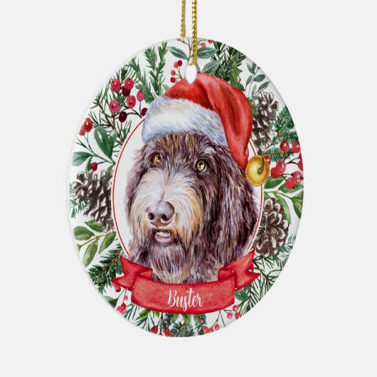 Wirehaered Pointer Custom Santa Kerstmis Ornament (Rechts)