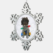 Wirehaered Pointing Griffon Dog kerstversiering Tin Sneeuwvlok Ornament (Rechts)