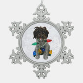 Wirehaered Pointing Griffon Dog kerstversiering Tin Sneeuwvlok Ornament (Voorkant)