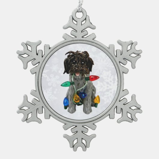 Wirehaered Pointing Griffon Dog kerstversiering Tin Sneeuwvlok Ornament (Voorkant)