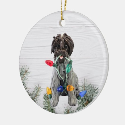 Wirehaered Pointing Griffon keramisch siermiddel Ornament (Links)