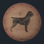 Wirehaered Pointing Griffon Silhouette Rustic Grote Klok<br><div class="desc">Wirehares Pointing Griffon Lover's wandklok. Het houtontwerp is bedrukt,  niet echt hout.</div>