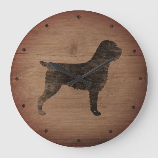 Wirehaered Pointing Griffon Silhouette Rustic Grote Klok (Voorkant)