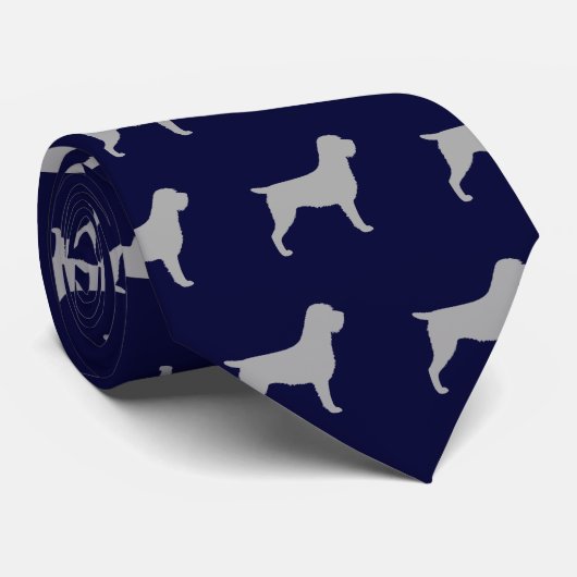 Wirehaered Pointing Griffon Silhouettes Patroon Stropdas (Opgerold)