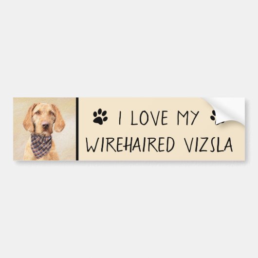 Wirehaered Vizsla-schildering - Cute Original Dog  Bumpersticker (Voorkant)