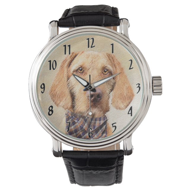 Wirehaered Vizsla-schildering - Cute Original Dog  Horloge (Voorkant)