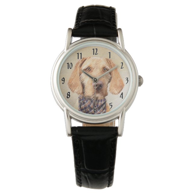Wirehaered Vizsla-schildering - Cute Original Dog  Horloge (Voorkant)