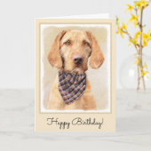 Wirehaered Vizsla-schildering - Cute Original Dog  Kaart (Gele Bloem)