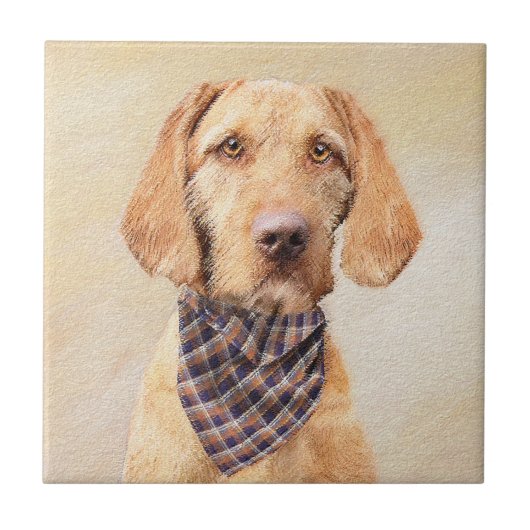 Wirehaered Vizsla-schildering - Cute Original Dog Tegeltje (Voorkant)