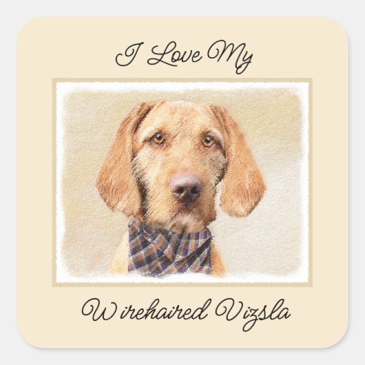 Wirehaered Vizsla-schildering - Cute Original Dog  Vierkante Sticker (Voorkant)