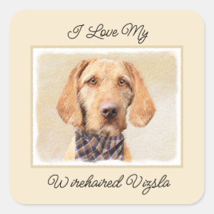 Wirehaered Vizsla-schildering - Cute Original Dog  Vierkante Sticker