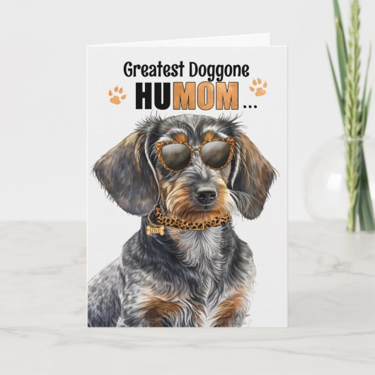 Wirehair Dachshund Dog Greatest HuMOM Moederdag Feestdagen Kaart (Voorkant)