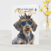 Wirehair Dachshund Dog King voor Dag Grappige Verj Kaart (Gele Bloem)
