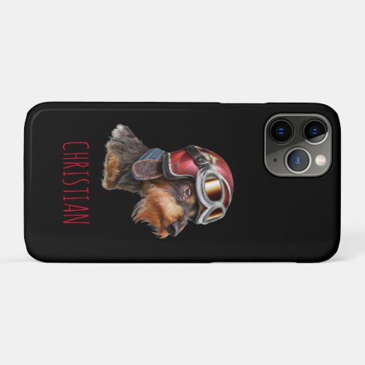 Wirehair Dachshund Dog met Biker Helmet Case-Mate iPhone Case (Achterkant (horizontaal))
