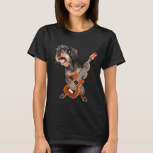 Wirehair Dachshund Dog Spelling Guitar T-Shirt