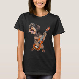 Wirehair Dachshund Dog Spelling Guitar T-Shirt