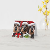 Wirehair Dachshund Kerst Kaart (Gele Bloem)
